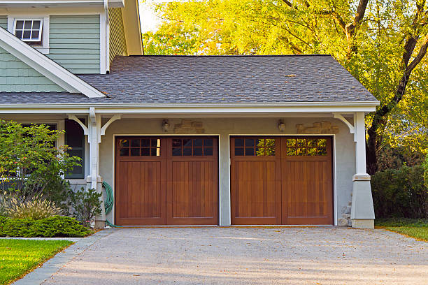 two wooden car garage residence